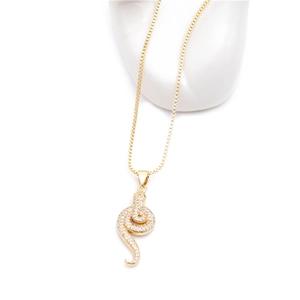 Gold plated snake pendant necklace with micro-paved cubic zirconia on box chain