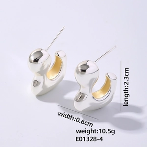 Polished silver C-shaped hoop earrings showing 2.3cm length and 0.6cm width dimensions