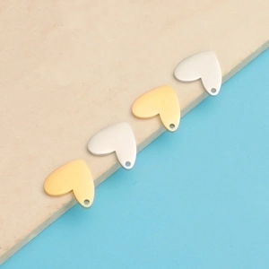 Minimalist heart-shaped metal pendants in gold and silver for DIY jewelry making
