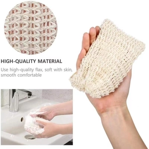 Natural Sisal Soap Bag Foaming Net Cotton Linen Drawstring Exfoliating Mesh Pouch For Shower Bath Face Cleansing