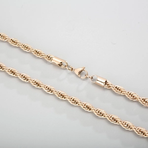 Elegant gold twist rope chain necklace in stainless steel with secure lobster clasp