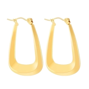French vintage geometric C-shaped gold earrings in high-polished stainless steel