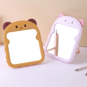 Specchi da trucco a forma di gatto rosa e orso marrone con simpatico fiocco decorativo