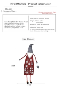 Christmas countdown calendar with gnome design, linen and faux fur, size 120x31cm