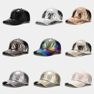 Baseball Cap Metallic PU Leather Iridescent Laser Holographic Adjustable Streetwear Fashion For Men Women