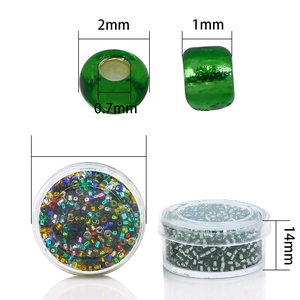 2mm glass seed beads in green and multicolor set with storage box for DIY jewelry