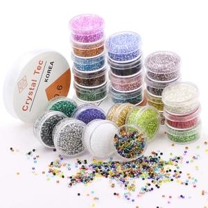 DIY jewelry kit with 2mm colorful glass seed beads and clear 0.6mm elastic crystal cord