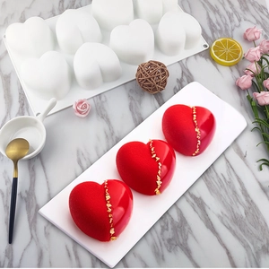 8-cavity heart silicone mold for mousse cakes with red heart dessert results