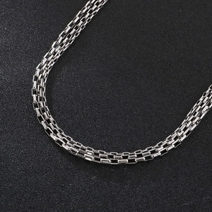 Polished silver stainless steel box chain necklace with a minimalist hiphop design