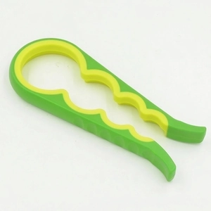 4-in-1 multi-function non-slip jar opener in green and yellow for various bottle sizes