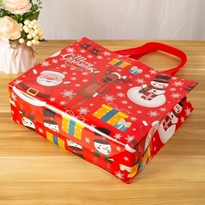 Laminated non-woven Christmas gift bag with Santa Claus and Merry Christmas print