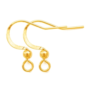 Pair of golden fishhook earrings with beads for DIY jewelry making and crafts