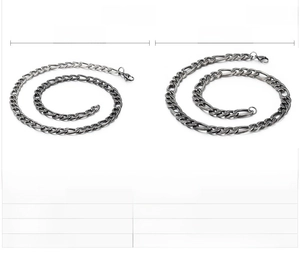 Detail view of 8mm and 10mm vintage black stainless steel NK chains with specifications