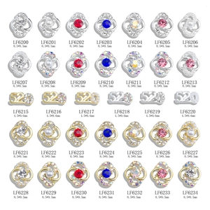 34 types of flower and 520 number alloy nail charms with pearls and colorful rhinestones
