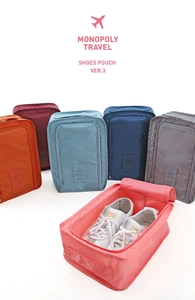 Waterproof nylon travel shoe storage bag with portable handle and mesh cover for sneakers