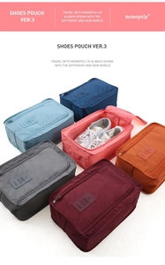 Waterproof nylon shoe storage bags in six vibrant colors for travel organization