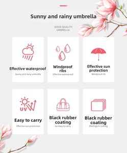 Detail showing UV black coating and waterproof windproof frame of the folding umbrella