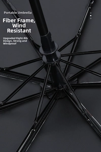 Detail of reinforced 8-rib fiber umbrella frame with windproof structural design