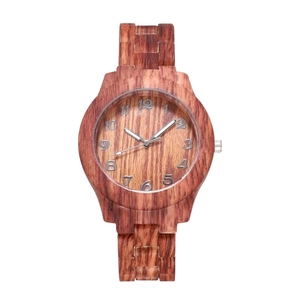 Bamboo style quartz watch with creative wooden texture and silver numeral dial scale