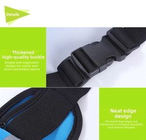 Detail of reinforced buckle and precision stitching on the outdoor sports waist bag