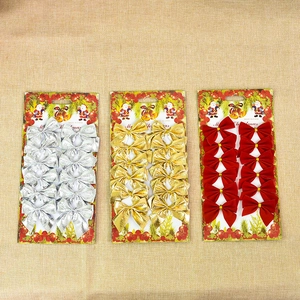 36-piece Christmas bow set in gold, silver, and red for holiday tree and party decor