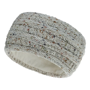 Vue macro d'un bandeau en maille d'hiver avec mouchetures colorées et doublure polaire