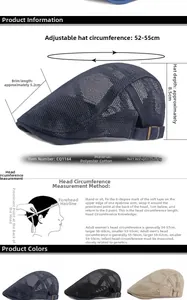 Guía de tallas para boina de malla infantil con circunferencia ajustable de 52-55cm