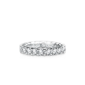 Classic S925 sterling silver moissanite eternity ring with round cut full diamond band