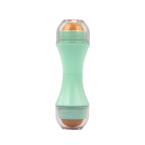 Mint green double-headed volcanic stone oil-absorbing face roller with ergonomic handle