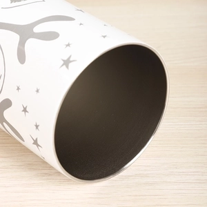 White 20oz stainless steel travel tumbler with cute deer antlers and stars pattern