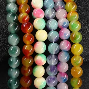10mm colorful agate round beads strands for DIY jewelry making in vibrant rainbow mix