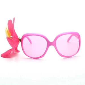 Rosafarbene Hibiskusblüten-Sonnenbrille für tropische Hawaii-Partys und Geburtstage