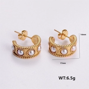 Stainless Steel Earrings Gold Plated Bow Knot Geometric Artificial Pearl Rhinestone Celestial Vintage Fashion Jewelry For Women