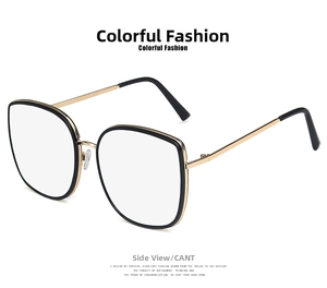 Detailed side view of square silver mirror sunglasses with gold and black metal frames