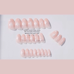 Sparkle almond press-on nails set with nude pink gradient and star design