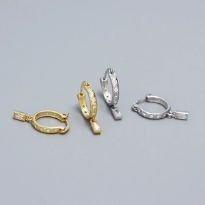 Elegant S925 sterling silver hoop earrings with octagonal star zircon in gold and silver