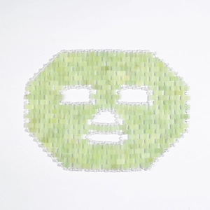Handmade natural green jade stone facial mask eye cover with cooling rectangular beads