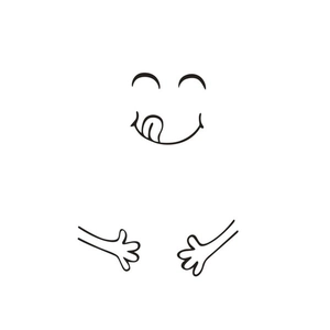 Close-up of minimalist black line art cartoon face with smiling expression for fridge decor