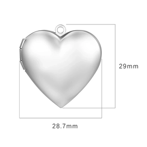 Polished silver heart-shaped stainless steel locket pendant 29mm height 28.7mm width