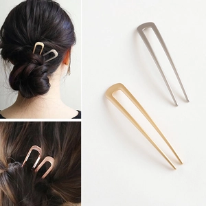 Pic à Cheveux en Métal en Forme de U Minimaliste Style Coréen Épingle à Cheveux Fourche à Chignon pour Femmes Accessoires de Mode