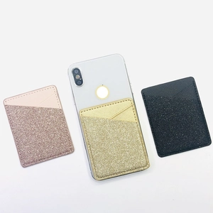 Glitzer-Handy-Kartenhalter aus PU-Leder selbstklebend in Rosa Gold und Schwarz