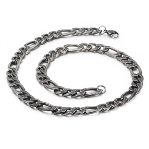 Figaro Chain Necklace Stainless Steel Vintage Antique Silver Old Look Streetwear Style For Men