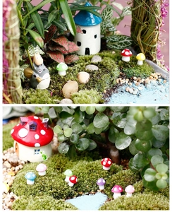 Miniature mousse paysage champignons résine ornements DIY écosystème bouteille plantes grasses déco