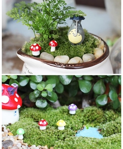 Adorables ornements miniatures en résine champignon et Totoro pour décor DIY micro-paysage.
