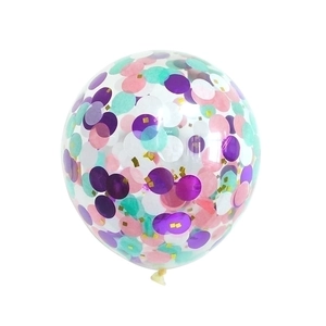 12 inch transparent latex balloon with colorful round paper confetti for party decoration