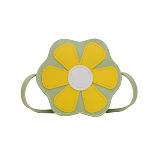 Petit sac à bandoulière en forme de fleur pour filles, couleurs bonbon vert et jaune