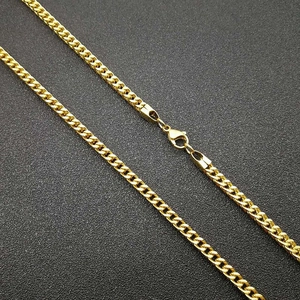 Polished gold plated titanium steel cuban link chain necklace with secure lobster clasp