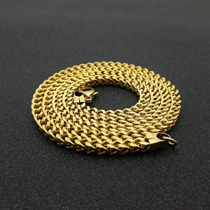 Hip Hop Chain Necklace Titanium Steel Gold Plated Cuban Link Woven Jewelry For Men