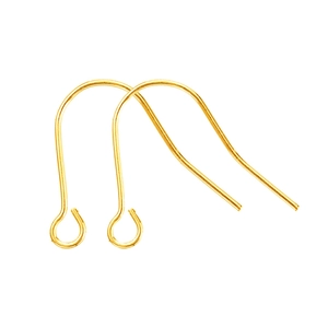 Detailed macro view of 18K gold plated copper earring hooks for jewelry making projects