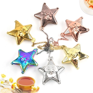 Star Shaped Tea Infuser 304 Stainless Steel Smiley Face Fine Mesh Tea Strainer With Hook And Chain For Loose Leaf Tea